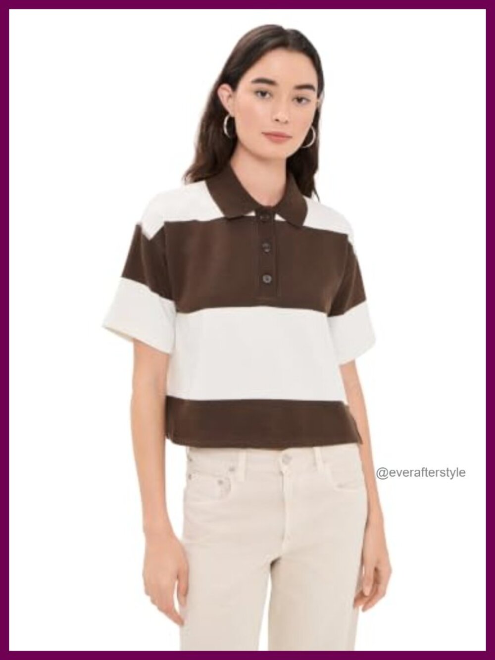 Z Supply Women's Mariner Polo Top Stretch Fleece Stripe Short Sleeve